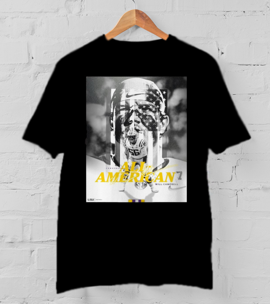 LSU Tigers Football Will Campbell Consensus All-American #66 T-Shirt