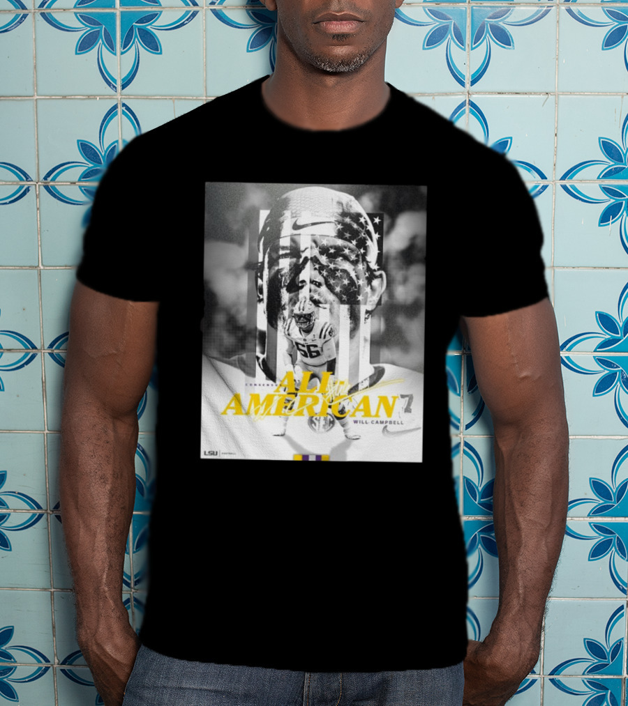 LSU Tigers Football Will Campbell Consensus All-American #66 T-Shirt