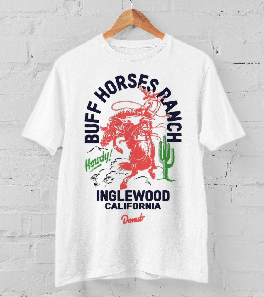 Buff Horses Ranch Howdy Inglewood California Donut T-Shirt