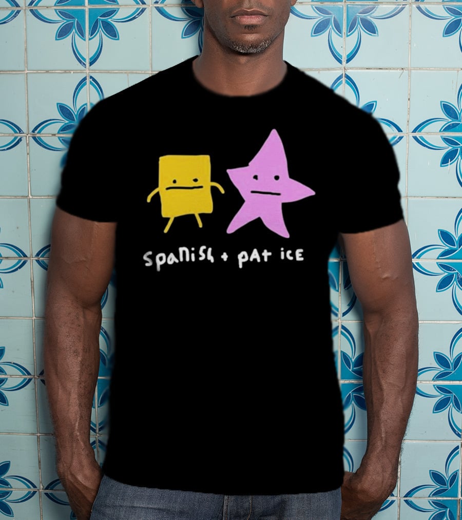 Spanish And Pat Ice Cartoon Square And Star Characters T-Shirt