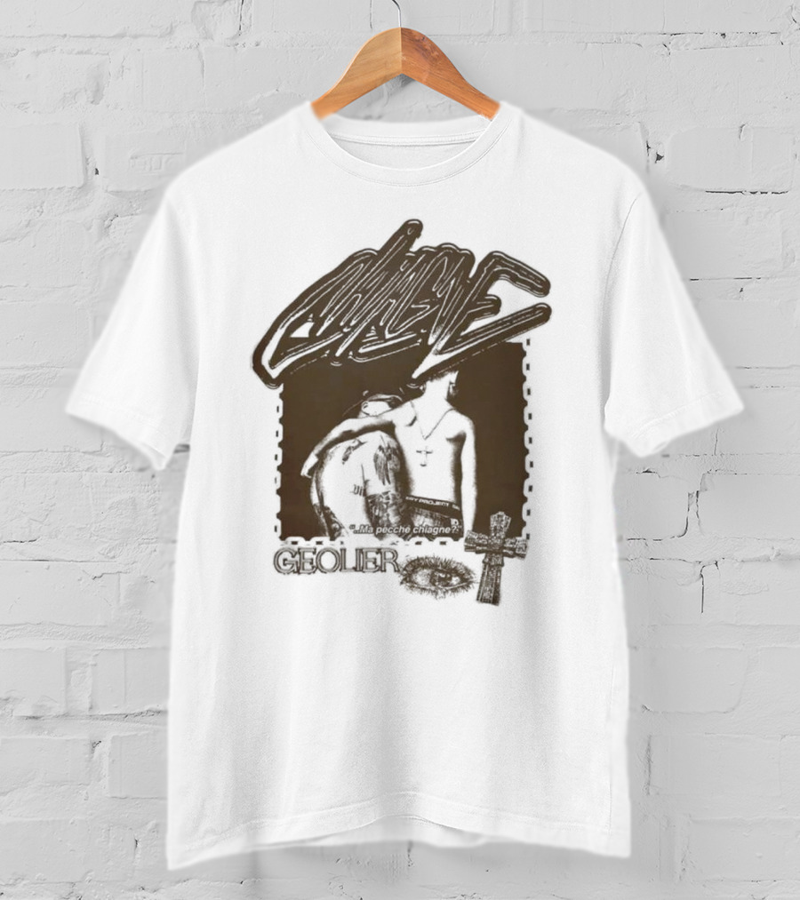 Geolier Chiagne Na Pecché Chiagne Cross Tattoo T-Shirt