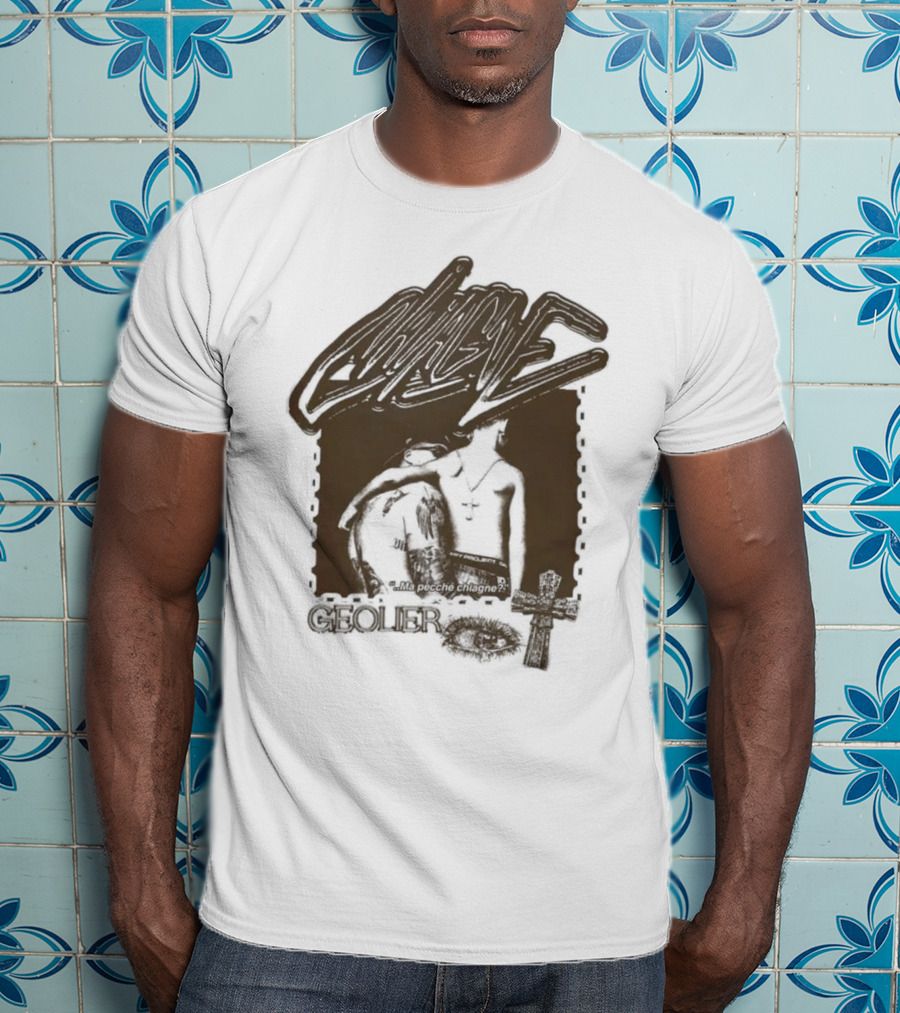 Geolier Chiagne Na Pecché Chiagne Cross Tattoo T-Shirt