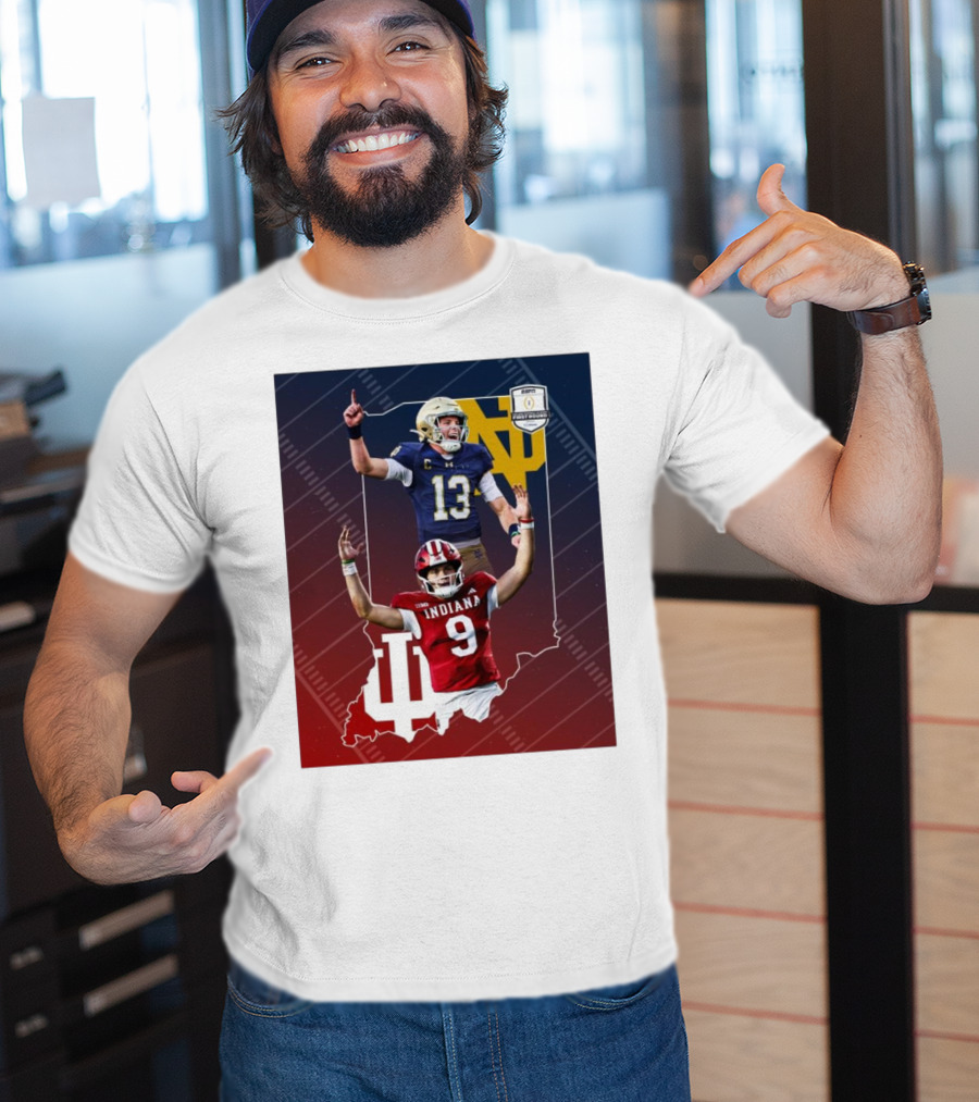 Indiana Hoosiers Versus Notre Dame Fighting Irish 12-Team CFP Friday Matchup T-Shirt