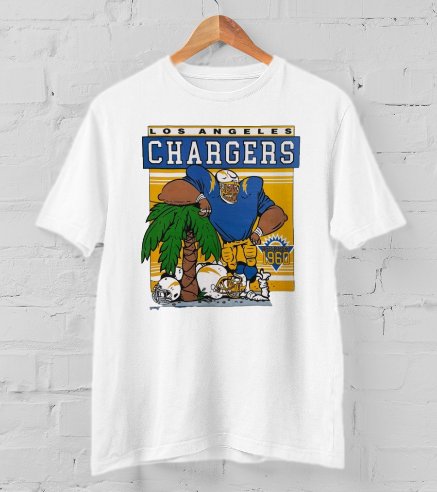 Los Angeles Chargers Crenshaw Skate Club Light Blue Palm Tree Established 1960 Football Player T-Shirt