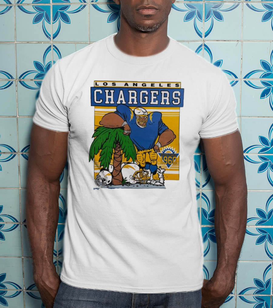 Los Angeles Chargers Crenshaw Skate Club Light Blue Palm Tree Established 1960 Football Player T-Shirt