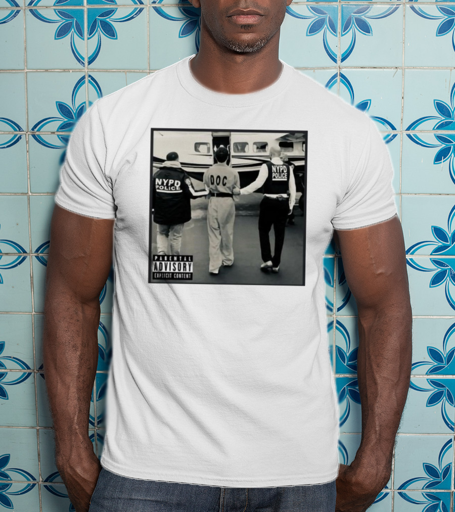 NYPD Police DOC Helicopter Pad Album Cover Parental Advisory T-Shirt