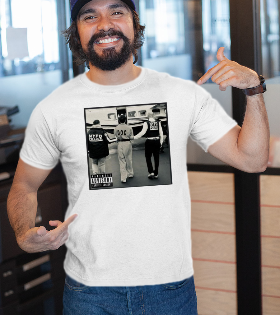NYPD Police DOC Helicopter Pad Album Cover Parental Advisory T-Shirt