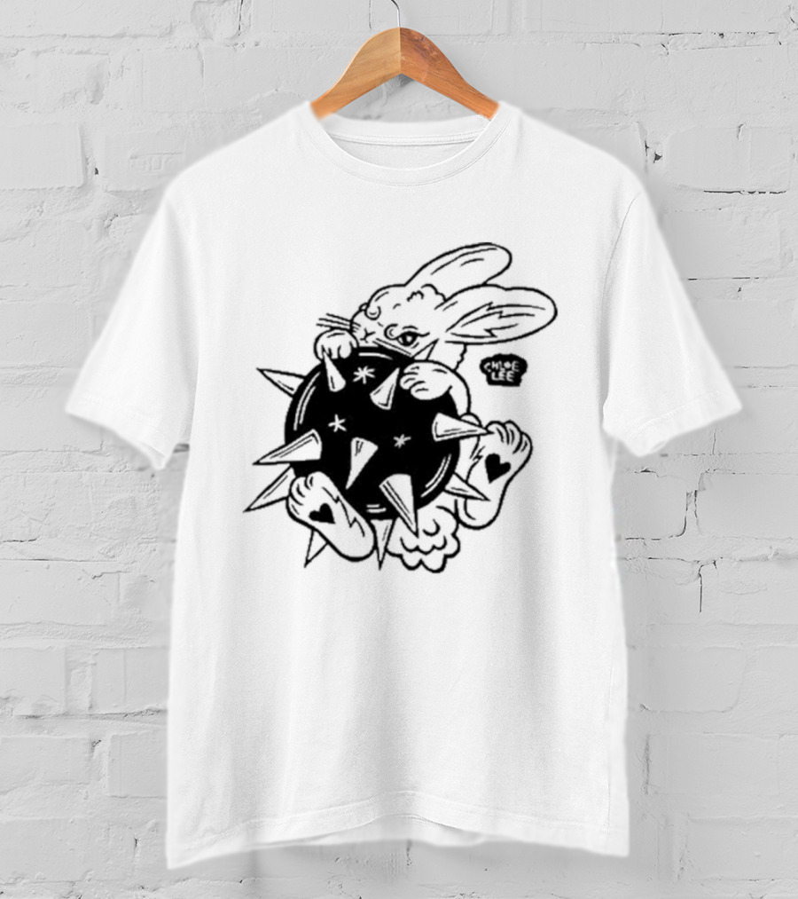 Chloeleeart Morningstar Bunny Holding Spiked Ball With Stars And Hearts T-Shirt