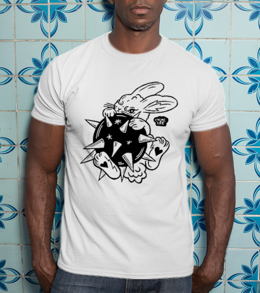 Chloeleeart Morningstar Bunny Holding Spiked Ball With Stars And Hearts T-Shirt