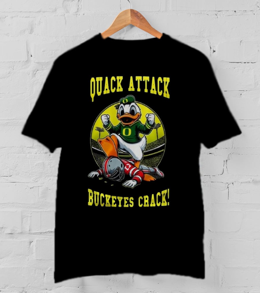Oregon Ducks Quack Attack Buckeyes Crack Football Mascot Showdown 2025 T-Shirt