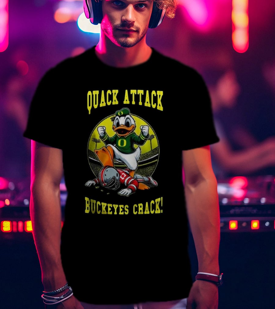 Oregon Ducks Quack Attack Buckeyes Crack Football Mascot Showdown 2025 T-Shirt