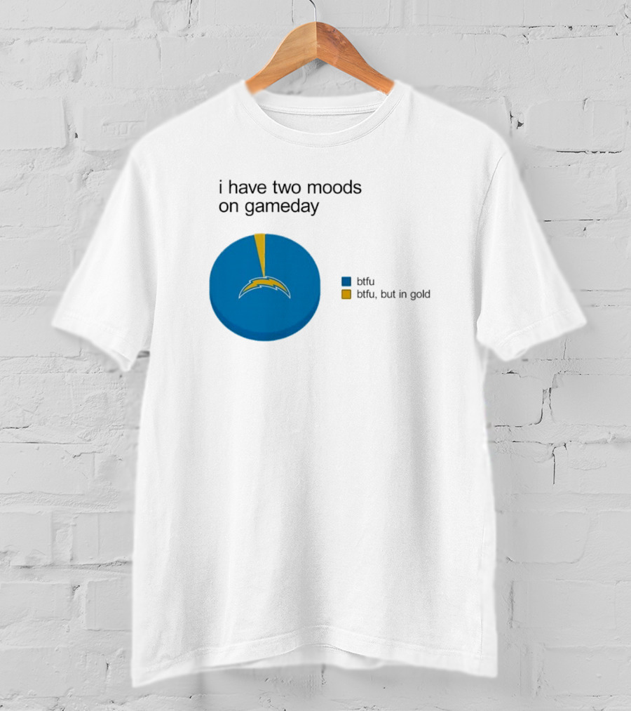 Los Angeles Chargers Two Moods On Gameday Btfu But In Gold T-Shirt