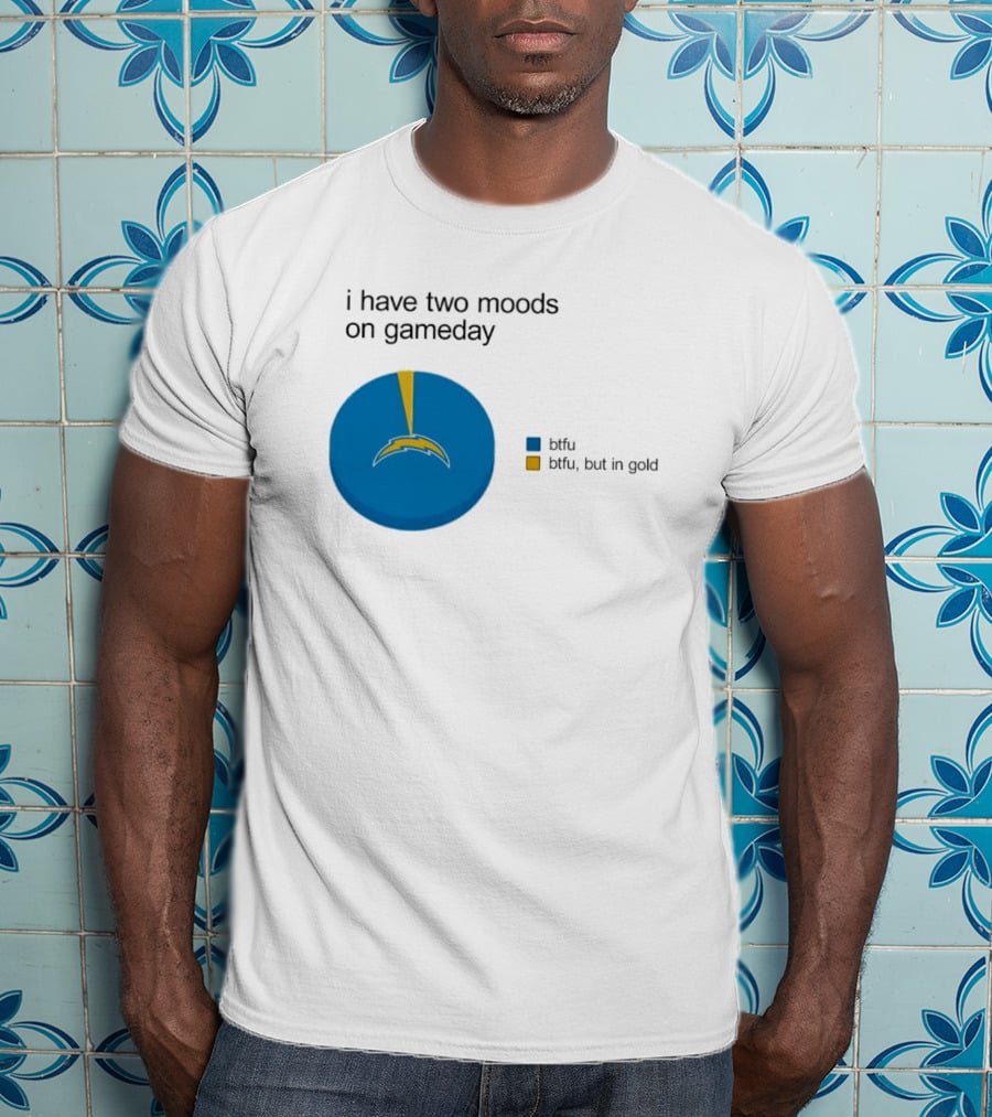 Los Angeles Chargers Two Moods On Gameday Btfu But In Gold T-Shirt
