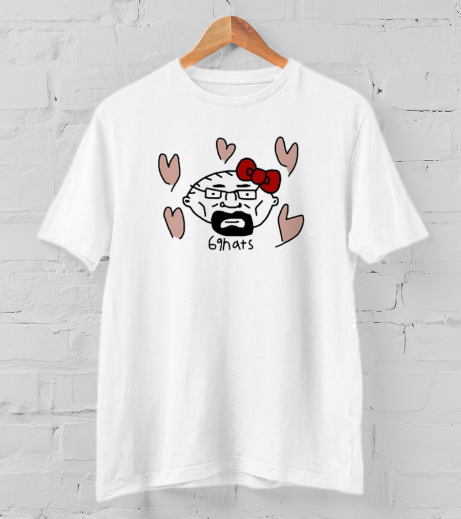 69Hats Hello Waltuh Character Mashup With Red Bow And Hearts T-Shirt