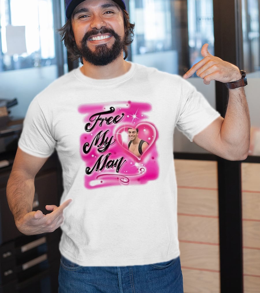 Keiajah Wearing Free My Man Luigi Mangione Heart T-Shirt
