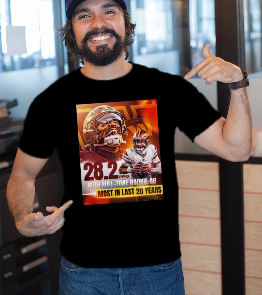 Washington Commanders NFL 28.2 PPG With Full-Time Rookie QB Most In Last 20 Years T-Shirt