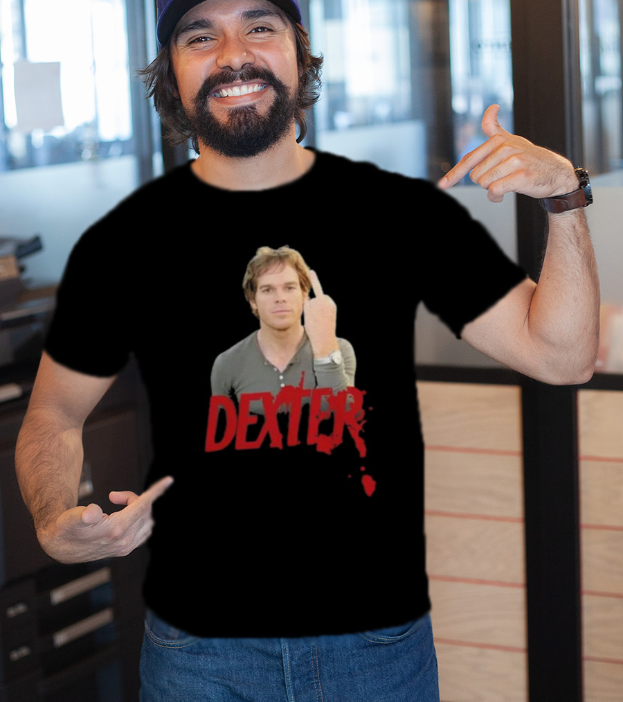 Dexter Middle Finger Blood Splatter T-Shirt