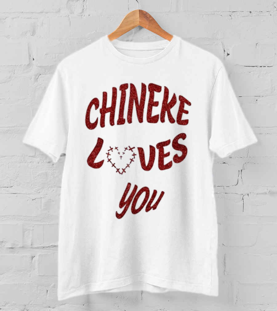 Chineke Loves You Heart Design Christmas T-Shirt