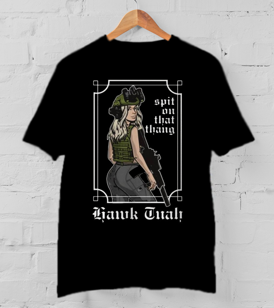 Hawk Tuah Spit On That Thang Gun T-Shirt