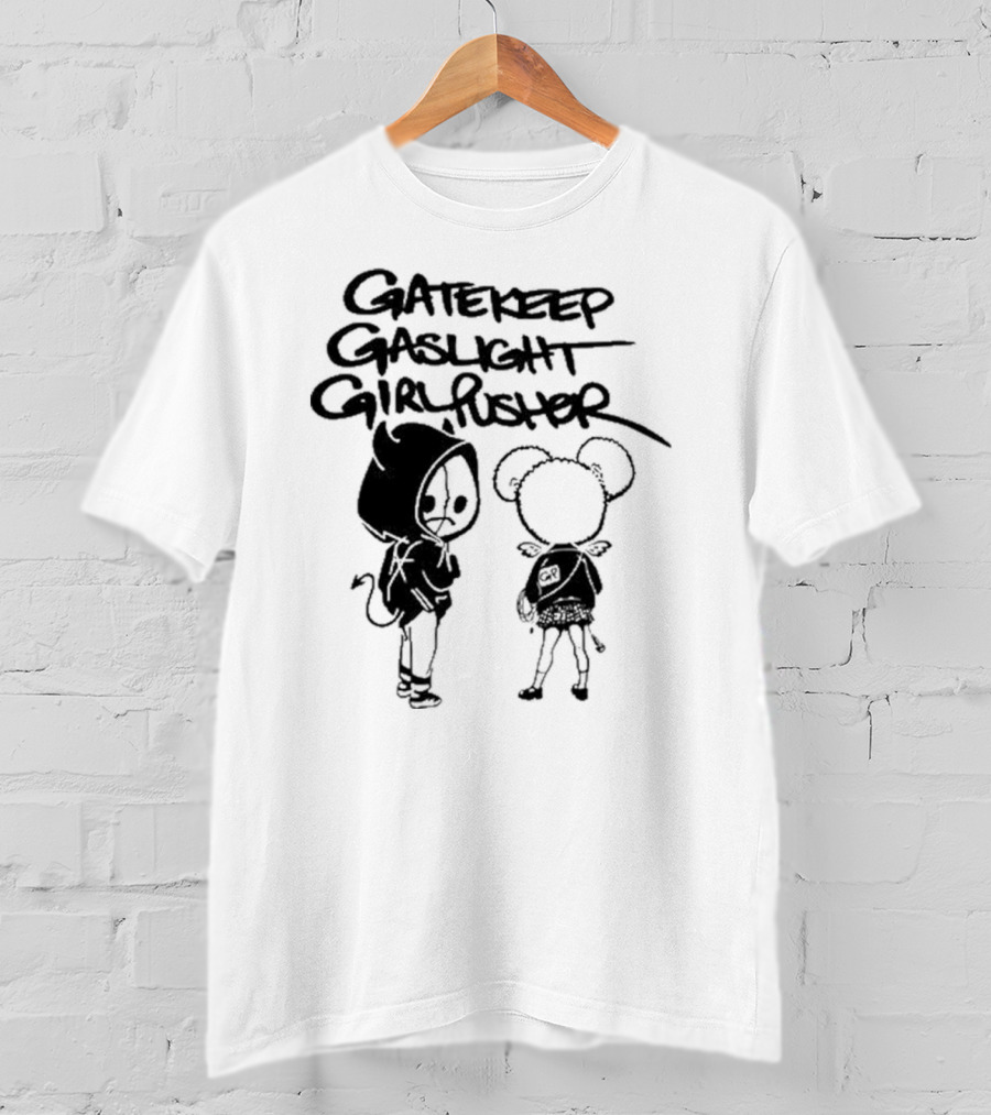 Gatekeep Gaslight Girl Pusher Streetwear Cartoon Duo T-Shirt