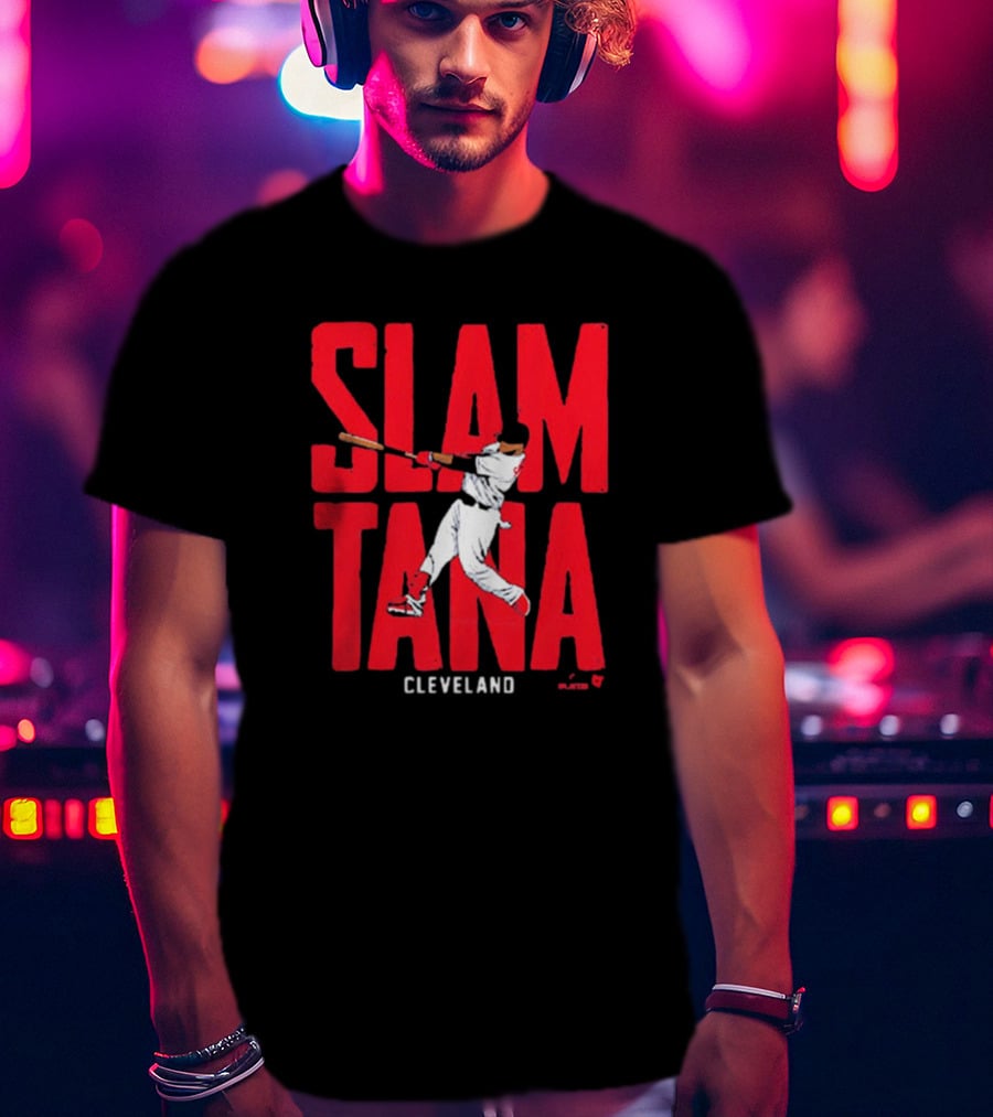 Slamtana Cleveland Guardians MLB Carlos Santana Baseball Player T-Shirt