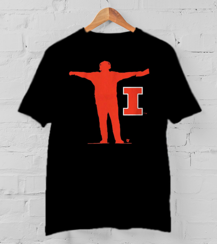 Illinois Fighting Illini Football Coach Silhouette And Iconic I T-Shirt