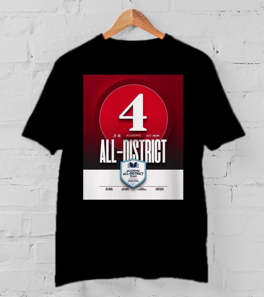 Alabama Crimson Tide Academic All-District Honorees Olaus Alinen Jalen Milroe Qua Russaw Justice Haynes T-Shirt