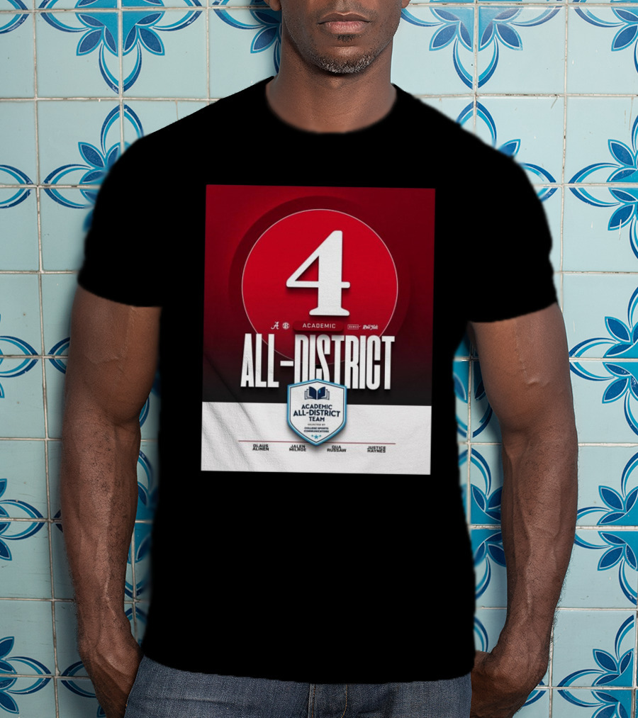 Alabama Crimson Tide Academic All-District Honorees Olaus Alinen Jalen Milroe Qua Russaw Justice Haynes T-Shirt