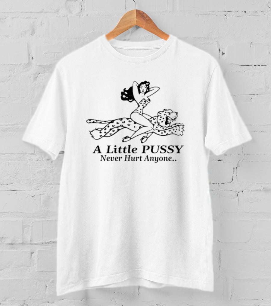 A Little Pussy Never Hurt Anyone Woman On Cheetah T-Shirt