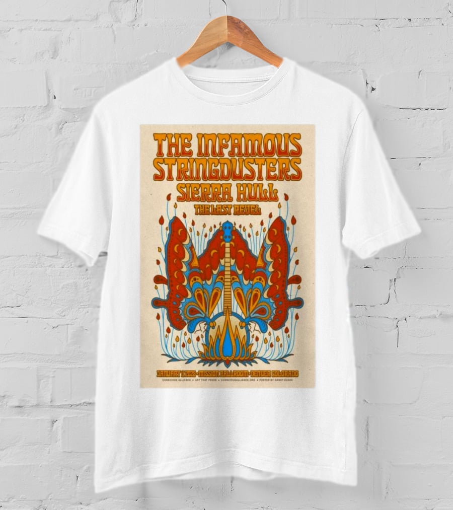 The Infamous Stringdusters And Sierra Hull And The Last Revel Live January 11, 2025 Mission Ballroom Denver CO Vibrant T-Shirt