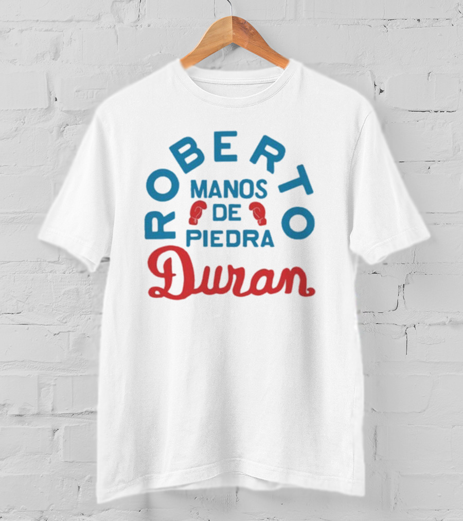Joe Rogan Roberto Duran Manos De Piedra Boxing Legend Red Blue Gloves T-Shirt