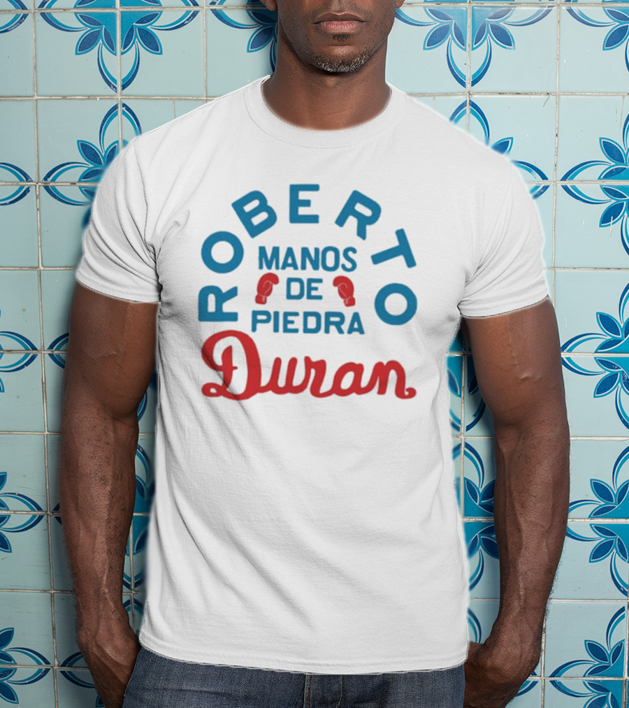 Joe Rogan Roberto Duran Manos De Piedra Boxing Legend Red Blue Gloves T-Shirt