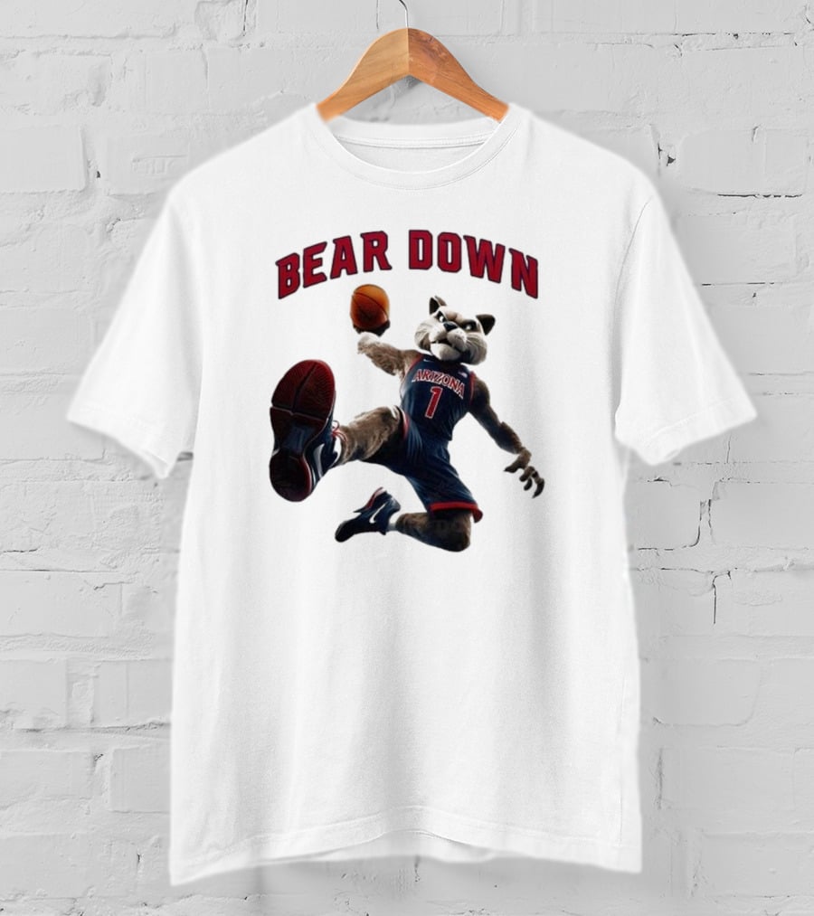 Bear Down Arizona Wildcats 2025 Basketball Mascot T-Shirt