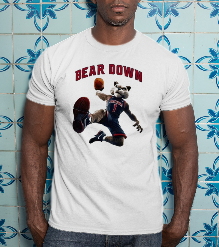 Bear Down Arizona Wildcats 2025 Basketball Mascot T-Shirt