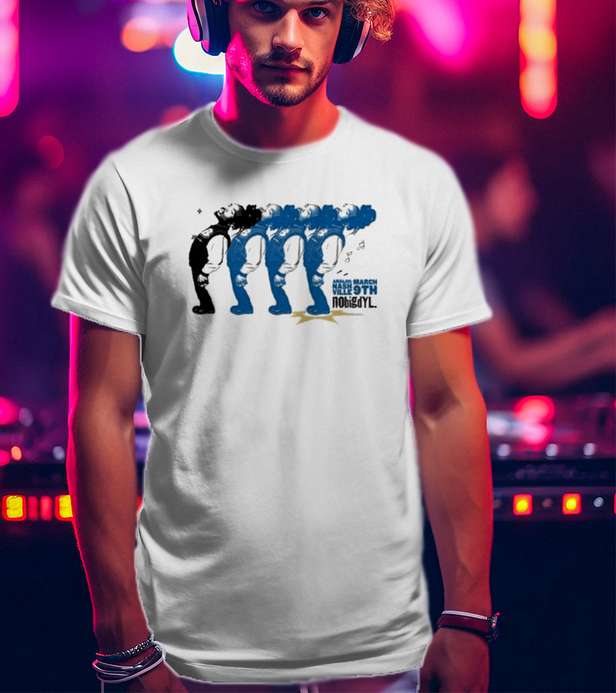Nobigdyl Unplugged Analog March Nashville 9th Star-Striped Figures T-Shirt