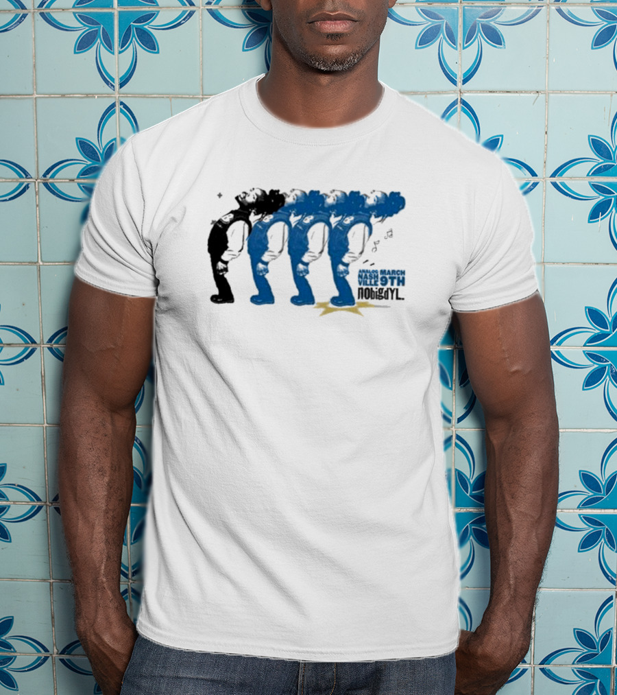 Nobigdyl Unplugged Analog March Nashville 9th Star-Striped Figures T-Shirt