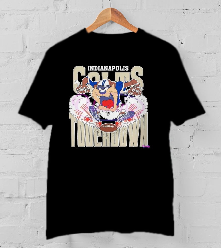 Indianapolis Colts Touchdown NFL Tasmanian Devil 2025 Football Cartoon T-Shirt