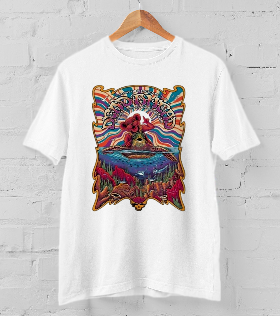 Dead Ahead Festival January 10 2025 Riviera Cancún Mexico Vibrant Turtle And Dancing Bear Psychedelic T-Shirt