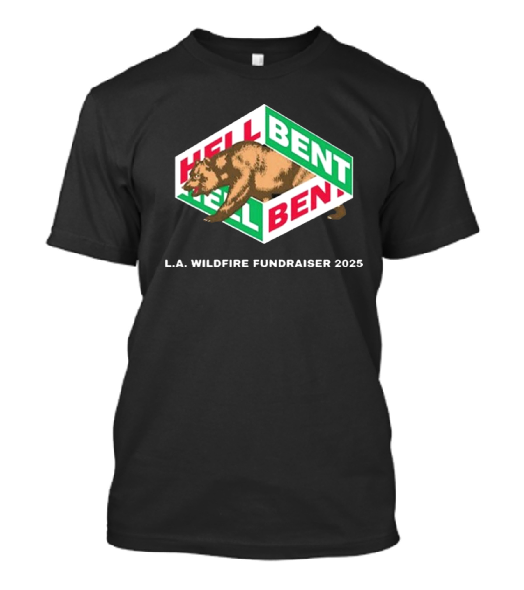 Cloonee Hellbent L.A. Wildfire Fundraiser 2025 California Republic Bear T-Shirt