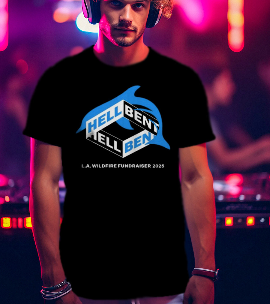 Hellbent L.A. Wildfire Fundraiser 2025 Blue Dolphin T-Shirt