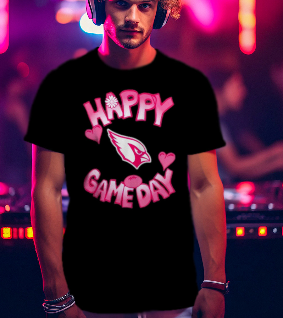 Valentine's Day Arizona Cardinals Happy Gameday 2025 Hearts T-Shirt