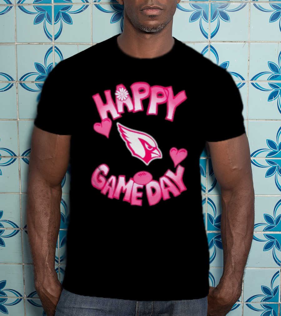 Valentine's Day Arizona Cardinals Happy Gameday 2025 Hearts T-Shirt