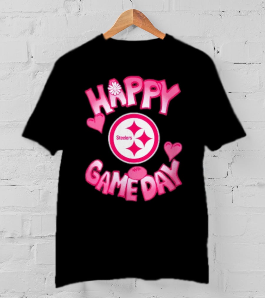 Valentine's Day Steelers Happy Gameday 2025 Hearts And Football T-Shirt