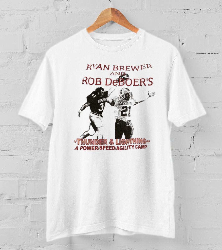 Ryan Brewer And Rob DeBoer Thunder And Lightning Power Speed Agility Camp Gamecocks Football Training T-Shirt