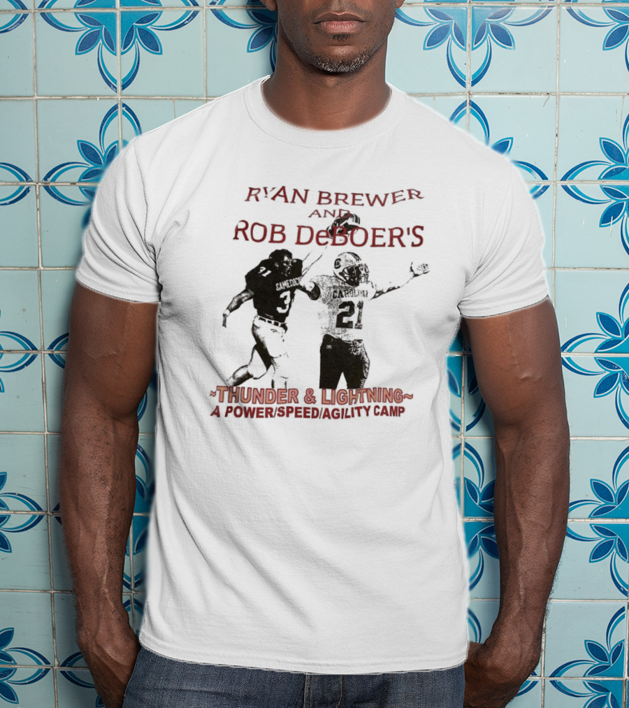 Ryan Brewer And Rob DeBoer Thunder And Lightning Power Speed Agility Camp Gamecocks Football Training T-Shirt