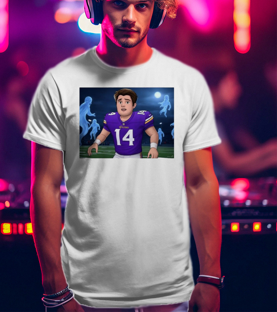 Sam Darnold Haunted By Ghosts In Minnesota Vikings NFL Jersey T-Shirt