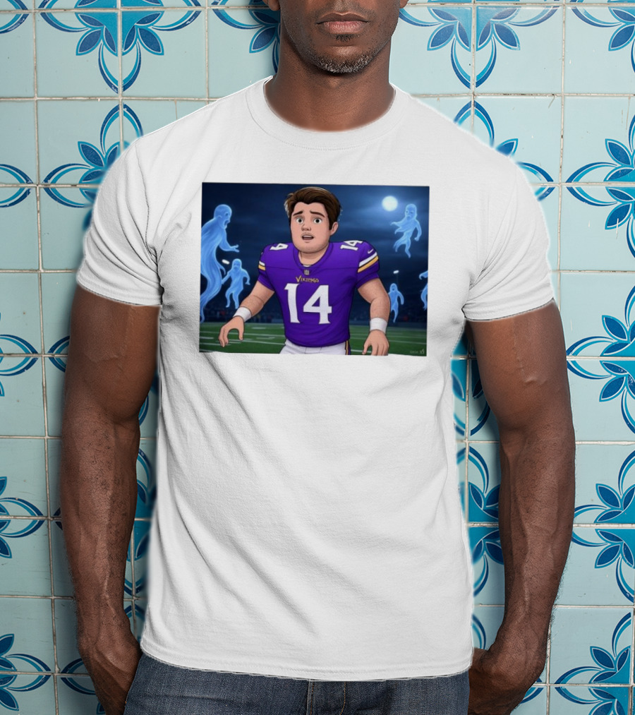 Sam Darnold Haunted By Ghosts In Minnesota Vikings NFL Jersey T-Shirt