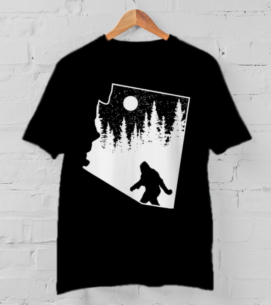 Bigfoot Arizona Pride Sasquatch Funny Arizona Map Forest Moon T-Shirt