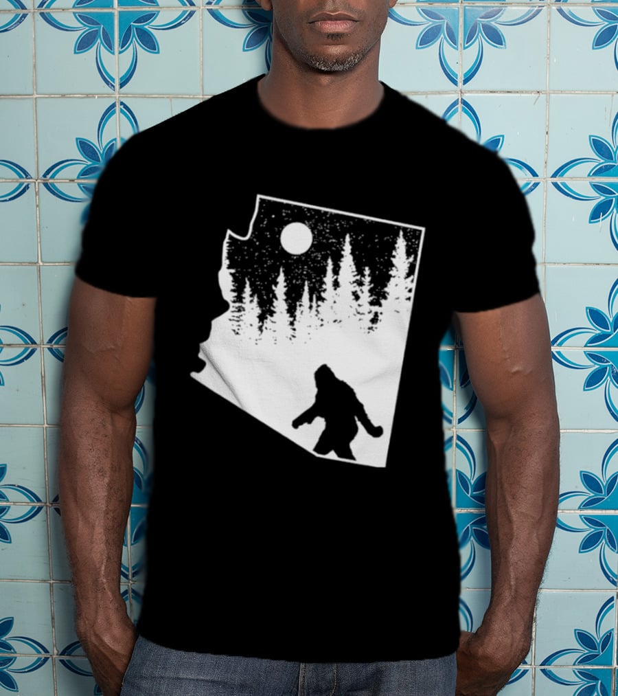 Bigfoot Arizona Pride Sasquatch Funny Arizona Map Forest Moon T-Shirt