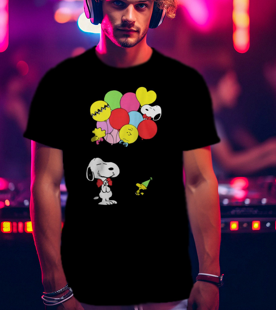 Peanuts Snoopy Woodstock Balloons Birthday T-Shirt